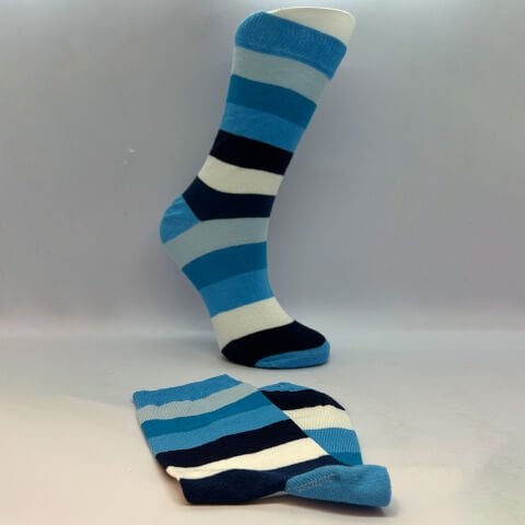 Desenli Dikişsiz Kadın Soket Çorap – Mavi