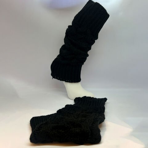 Örgü Desenli Unisex Tozluk – Siyah