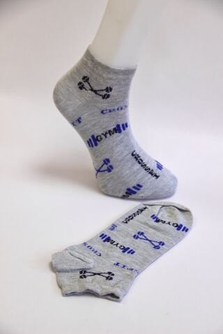 Erkek Ter Emici Dikişsiz Desenli Patik Çorap – Gri