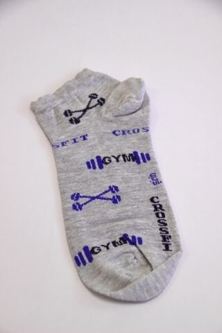 Erkek Ter Emici Dikişsiz Desenli Patik Çorap – Gri