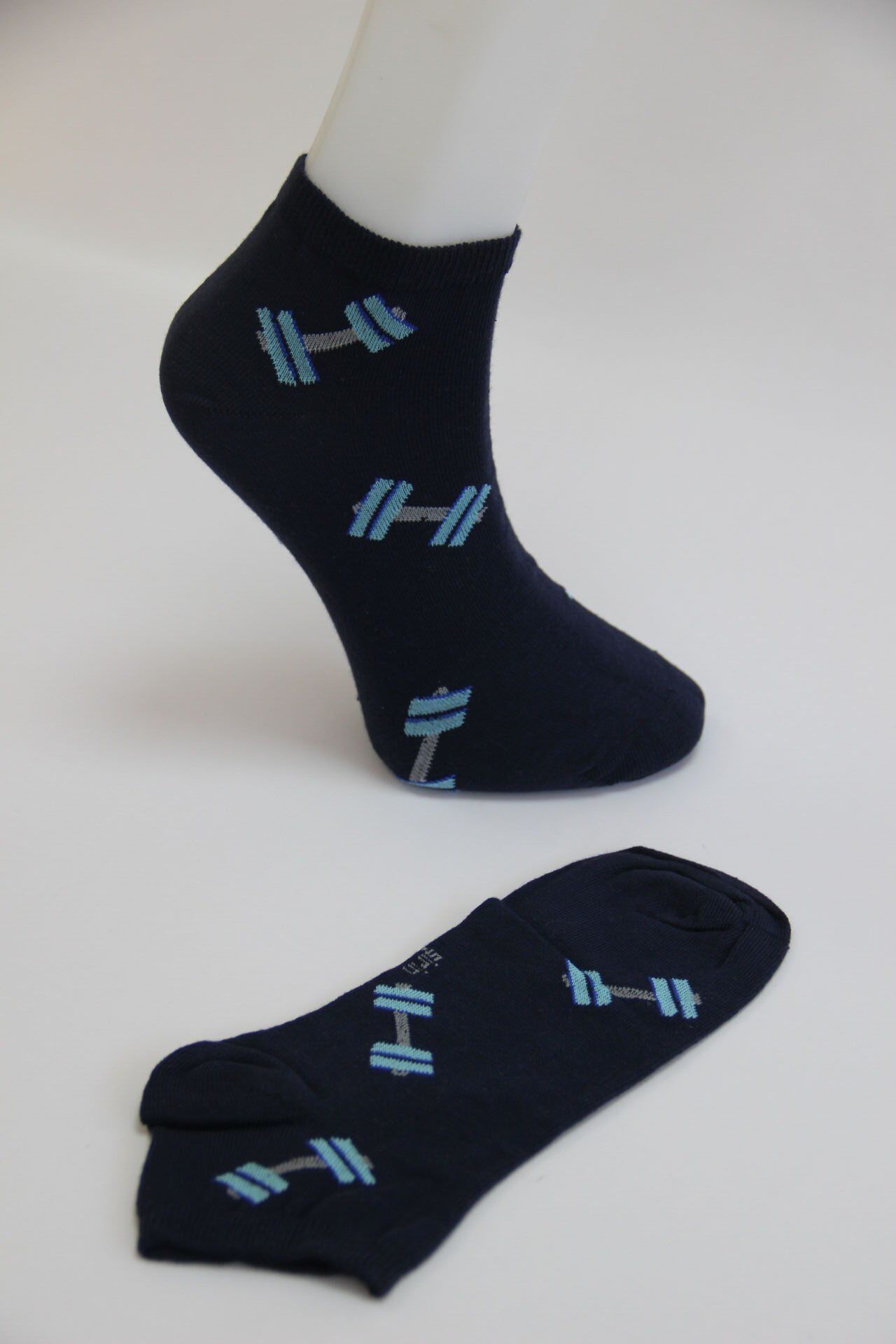 Erkek Ter Emici Dikişsiz Desenli Patik Çorap – Lacivert