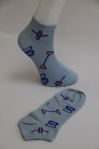 Erkek Ter Emici Dikişsiz Desenli Patik Çorap – Mavi