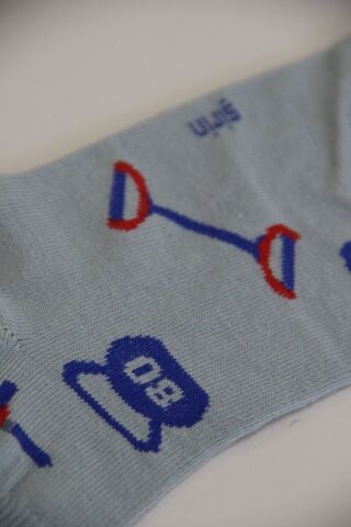 Erkek Ter Emici Dikişsiz Desenli Patik Çorap – Mavi