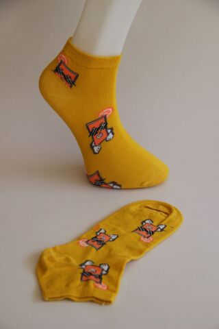 Erkek Ter Emici Dikişsiz Desenli Patik Çorap – Sarı