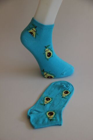 Erkek Ter Emici Dikişsiz Avokado Desenli Patik Çorap – Mavi