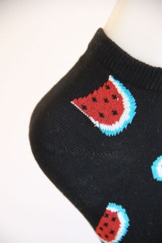 Erkek Ter Emici Dikişsiz Karpuz Desenli Patik Çorap – Siyah