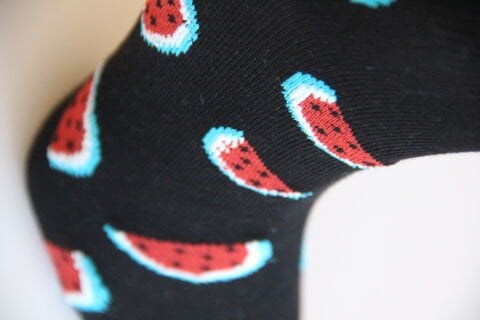 Erkek Ter Emici Dikişsiz Karpuz Desenli Patik Çorap – Siyah