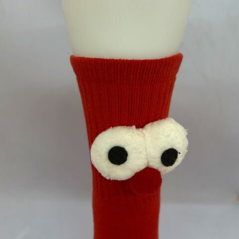 Çılgın Pörtlek Göz Desenli Unisex Kırmızı Dikişsiz Çorap