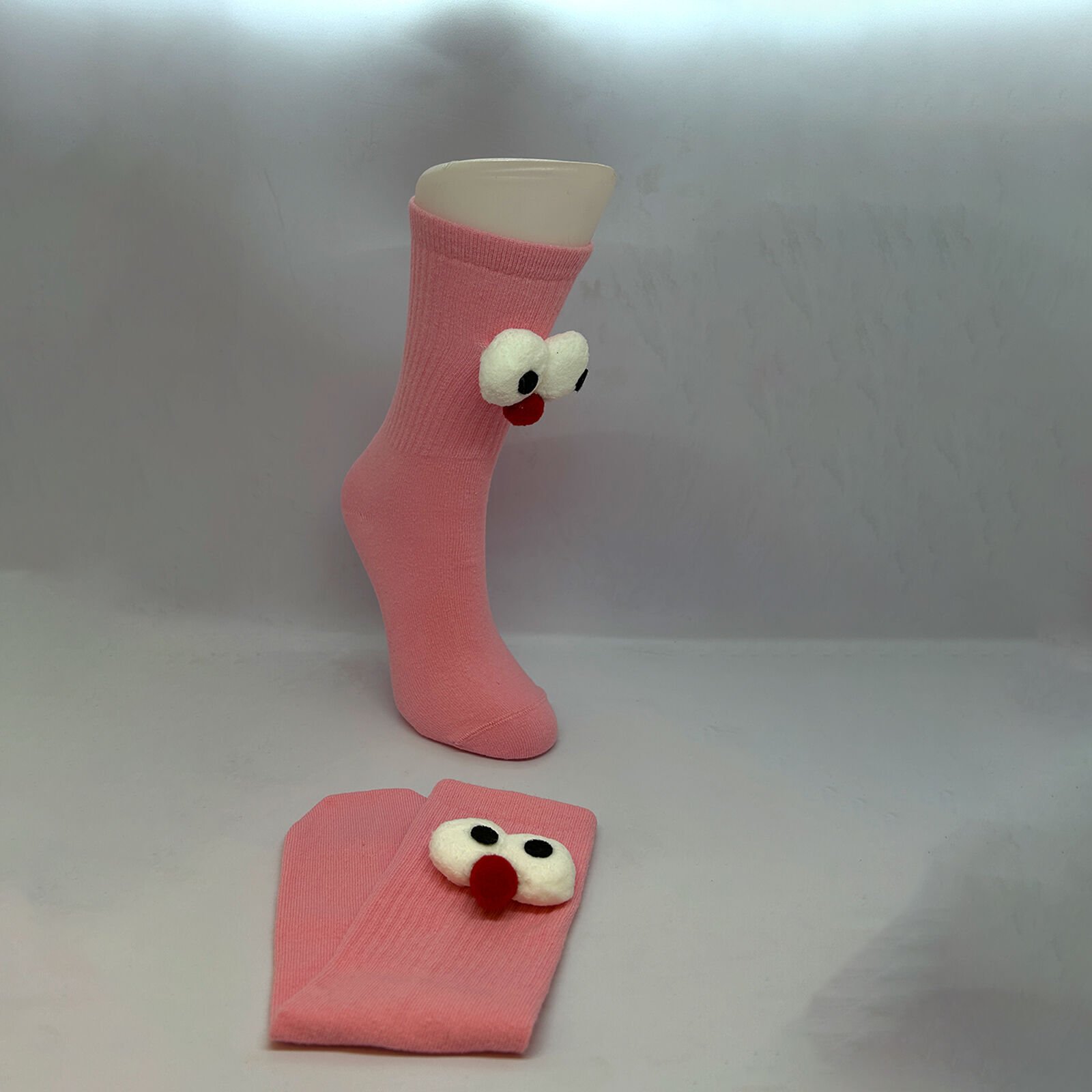 Çılgın Pörtlek Göz Desenli Unisex Pembe Dikişsiz Çorap