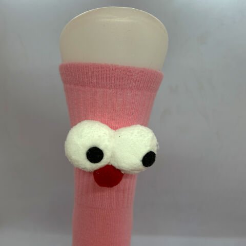 Çılgın Pörtlek Göz Desenli Unisex Pembe Dikişsiz Çorap