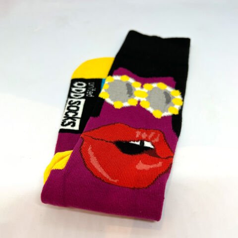 Kırmızı Dudak Desenli Çılgın Çorap