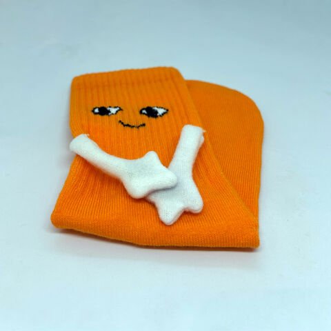 Halay Çeken Figürlü Unisex Turuncu Dikişsiz Çılgın Çorap