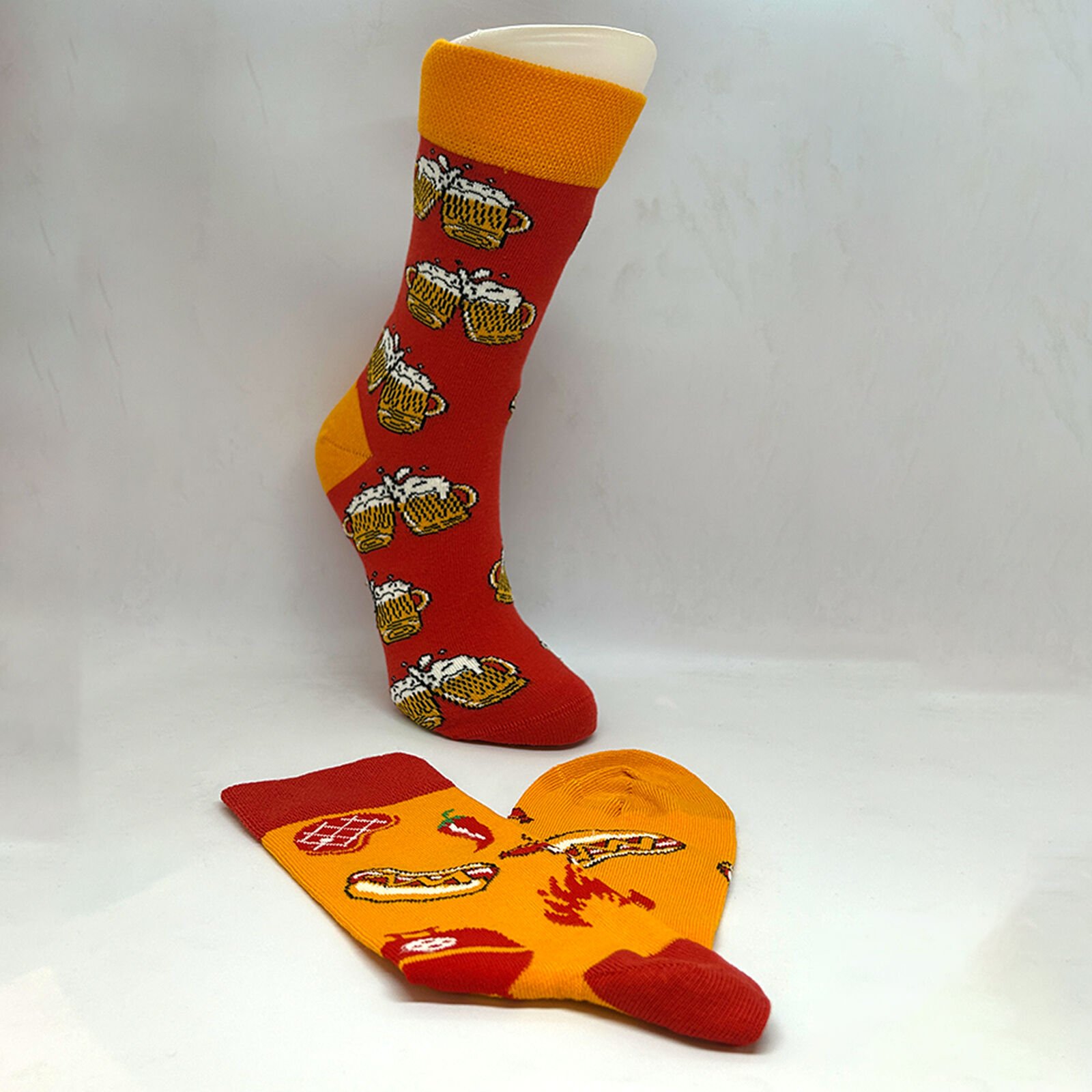 Sağ Sol Farklı Bira Desenli Unisex Çılgın Çorap