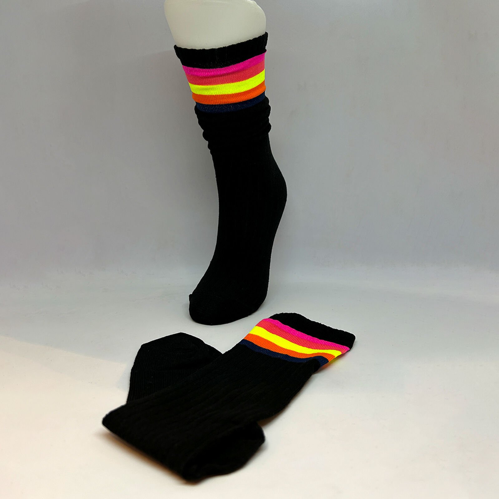 Çizgili Dizaltı Kız Çocuk Çorabı Siyah / 13-15 Yaş