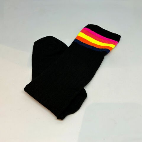 Çizgili Dizaltı Kız Çocuk Çorabı Siyah / 13-15 Yaş