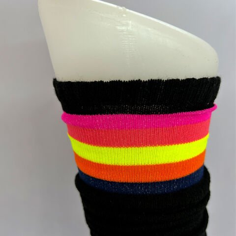 Çizgili Dizaltı Kız Çocuk Çorabı Siyah / 13-15 Yaş