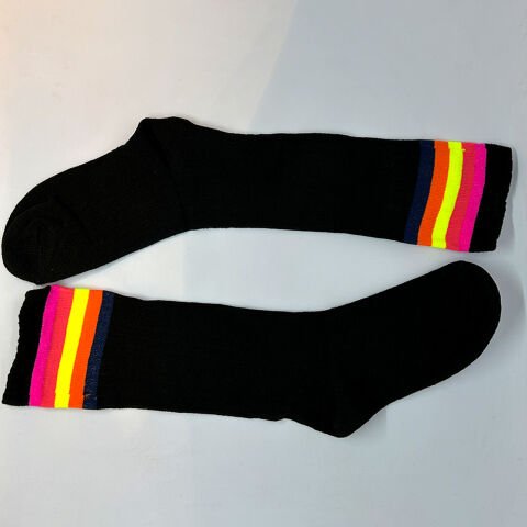 Çizgili Dizaltı Kız Çocuk Çorabı Siyah / 13-15 Yaş