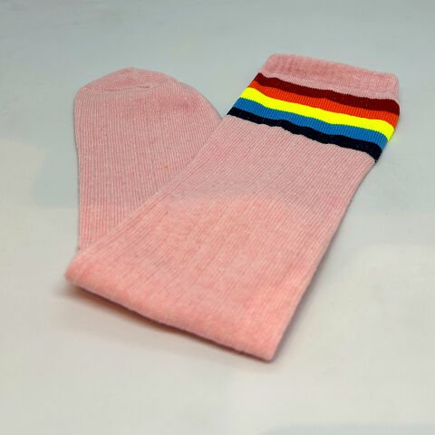 Çizgili Dizaltı Kız Çocuk Çorabı Pembe /10-12 Yaş