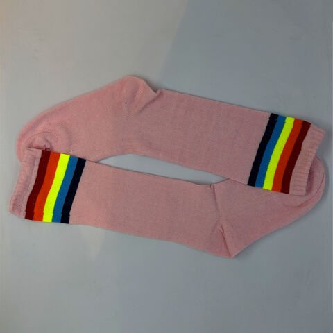 Çizgili Dizaltı Kız Çocuk Çorabı Pembe /10-12 Yaş