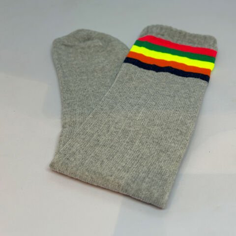 Çizgili Dizaltı Kız Çocuk Çorabı Gri/ 10-12 Yaş