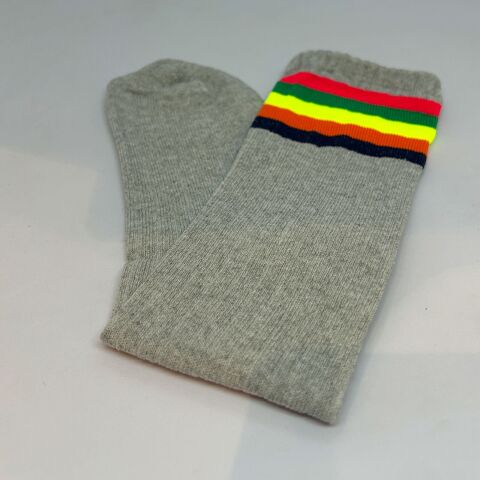Çizgili Dizaltı Kız Çocuk Çorabı Gri/ 13-15 Yaş