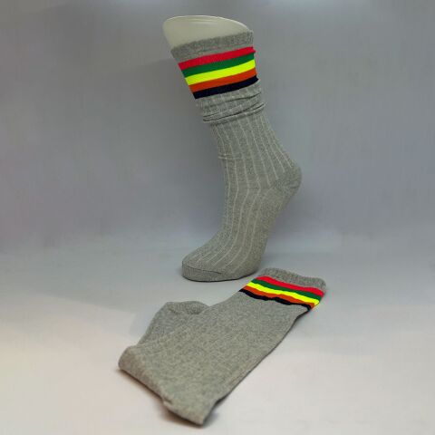 Çizgili Dizaltı Kız Çocuk Çorabı Gri/ 13-15 Yaş