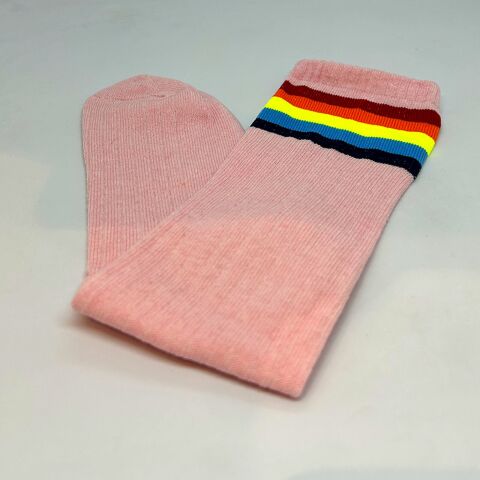 Çizgili Dizaltı Kız Çocuk Çorabı Pembe /13-15 Yaş
