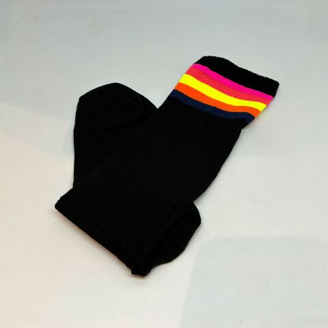 Çizgili Dizaltı Kız Çocuk Çorabı Siyah / 10-12 Yaş