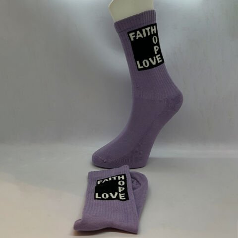 2’li Yazı Desenli Unisex Soket Çorap Mor & Turuncu