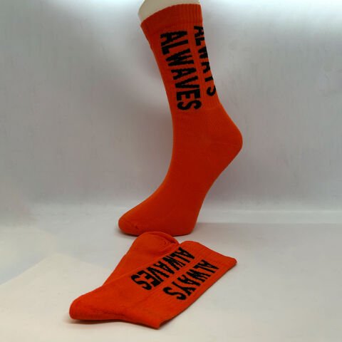 2’li Yazı Desenli Unisex Soket Çorap Mor & Turuncu