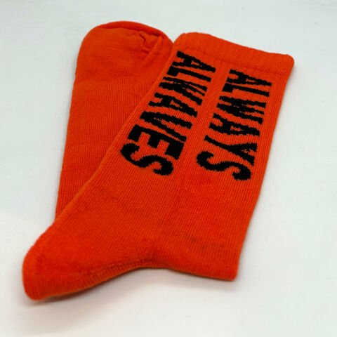 2’li Yazı Desenli Unisex Soket Çorap Mor & Turuncu