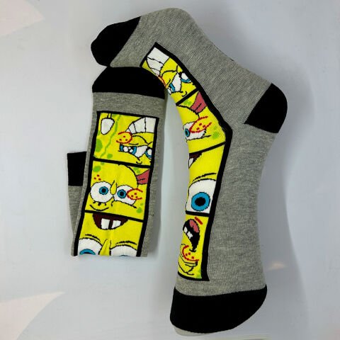 Sünger Bob Karakterli Unisex Çorap Gri