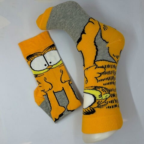 Garfield Karakterli Unisex Çorap Turuncu