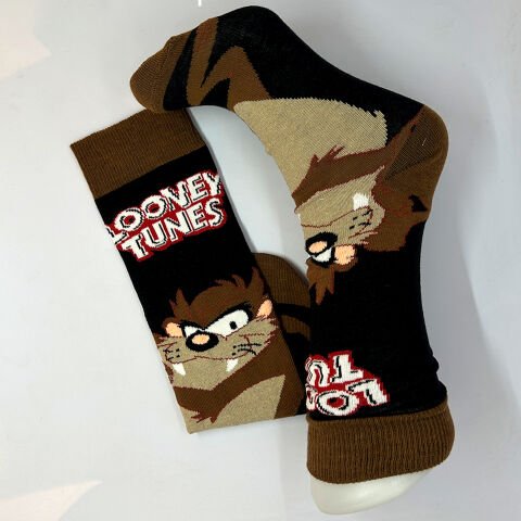Tazmanya Canavarı Karakterli Unisex Çorap Kahverengi