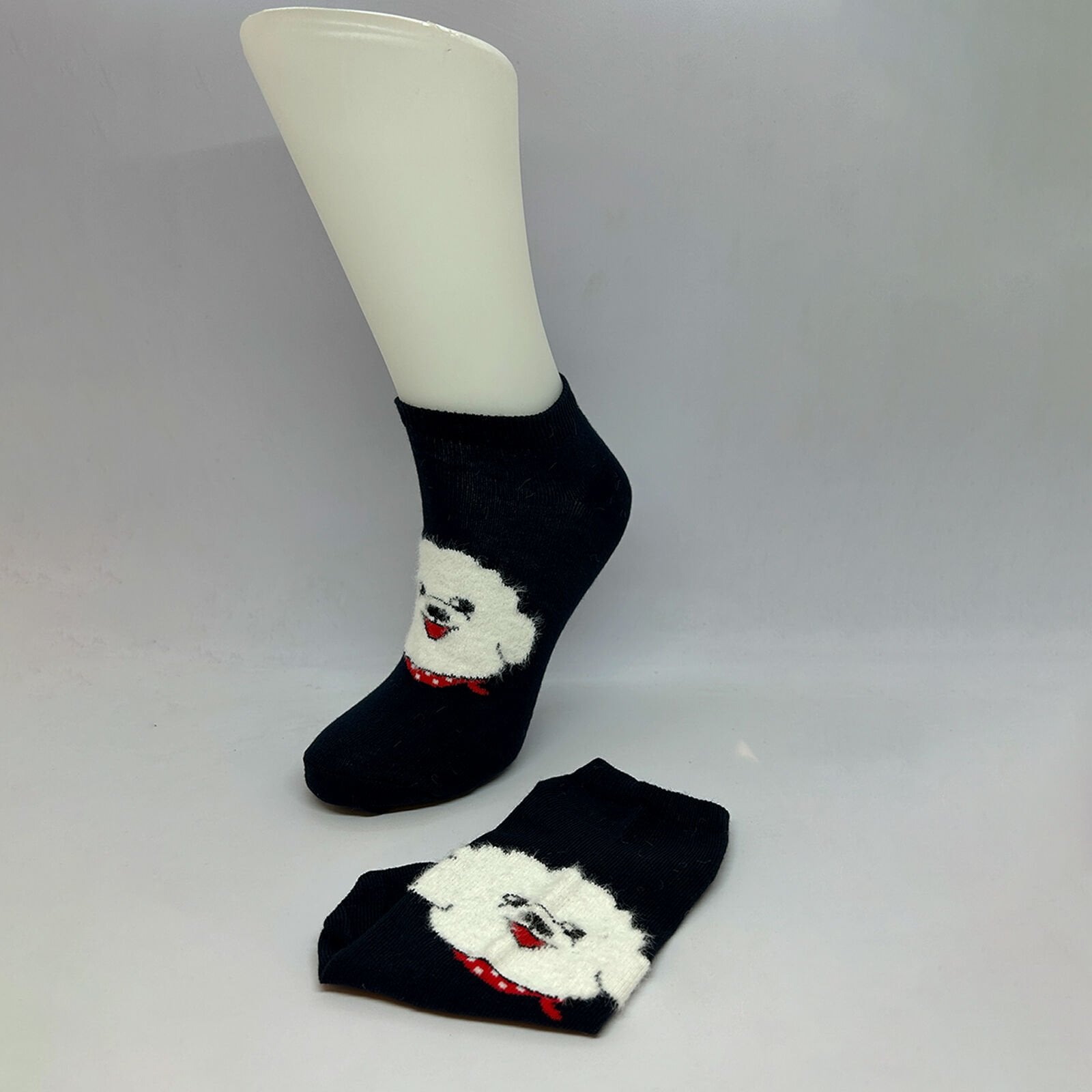 Köpek Karakterli Unisex Patik Çorap Lacivert