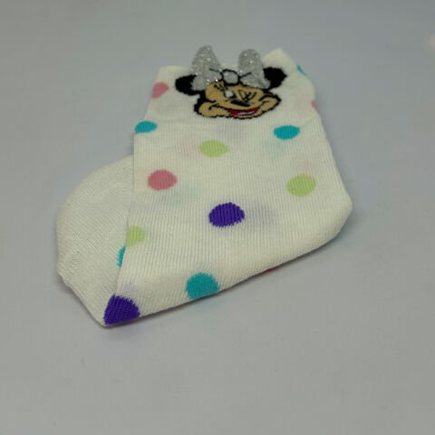 Minnie Mouse Karakterli Puantiyeli Kadın Patik Çorap Beyaz