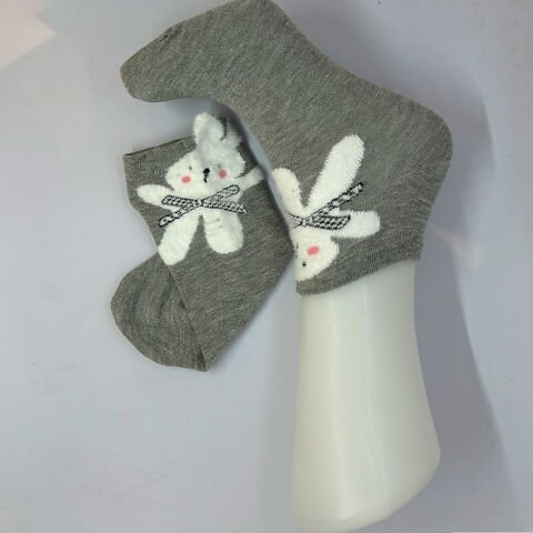 Tavşan Karakterli Kadın Patik Çorap Gri