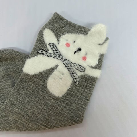 Tavşan Karakterli Kadın Patik Çorap Gri