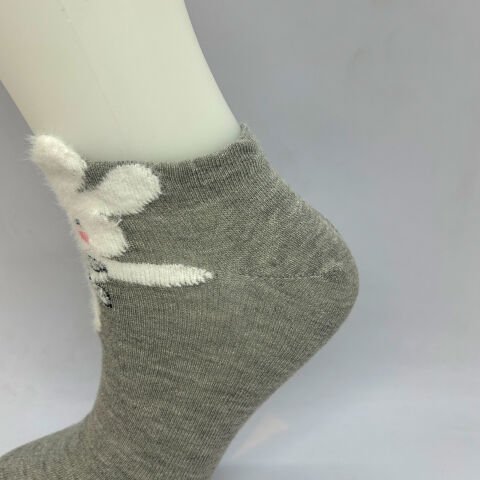 Tavşan Karakterli Kadın Patik Çorap Gri