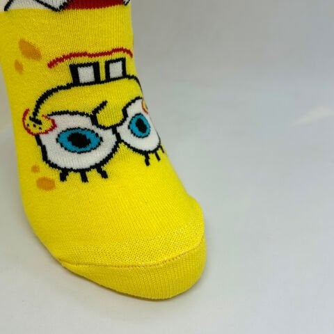 Sünger Bob Karakterli Unisex Patik Çorap Sarı