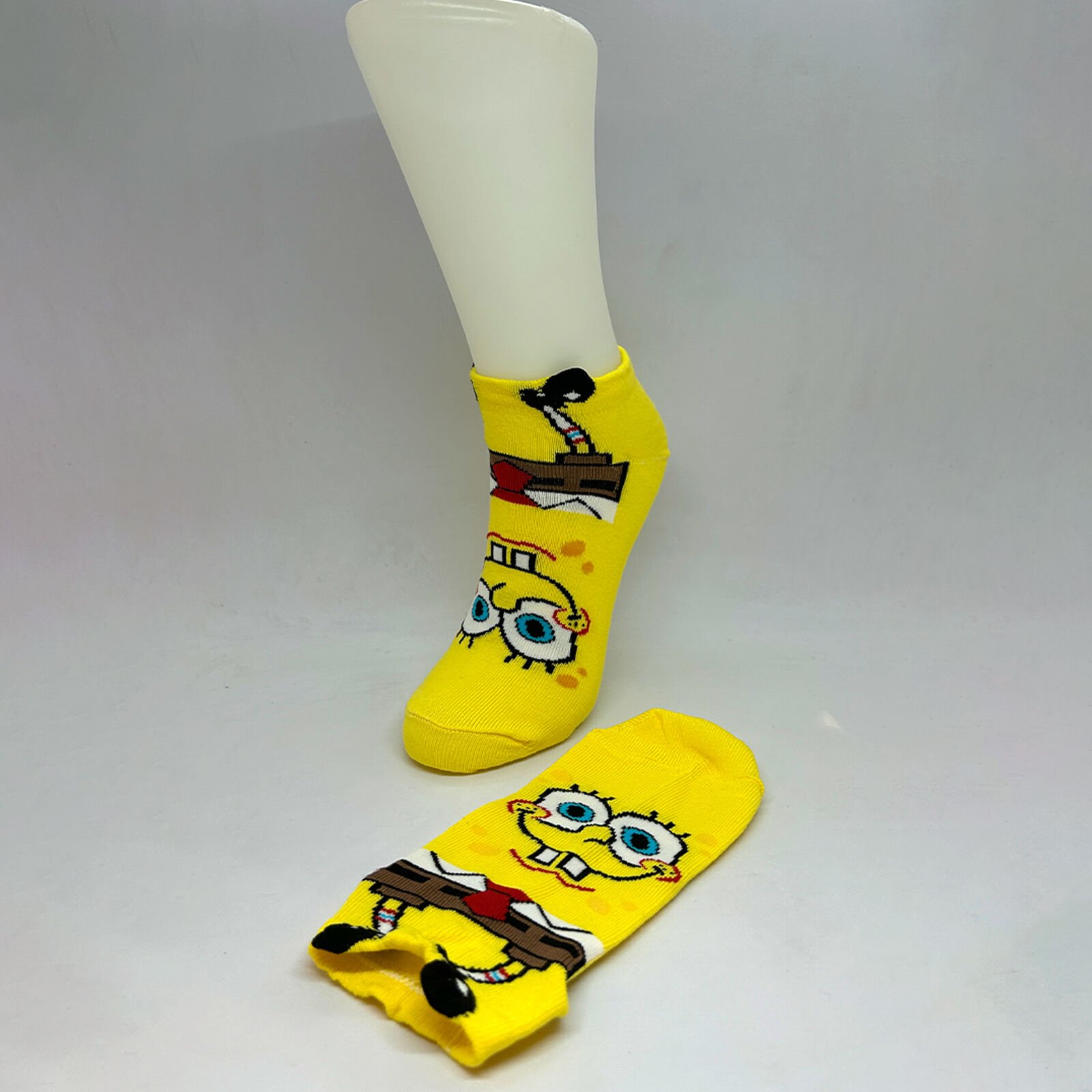 Sünger Bob Karakterli Unisex Patik Çorap Sarı