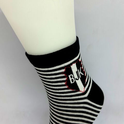 Takım Yazılı Uniseks Çizgili Çorap BJK Siyah